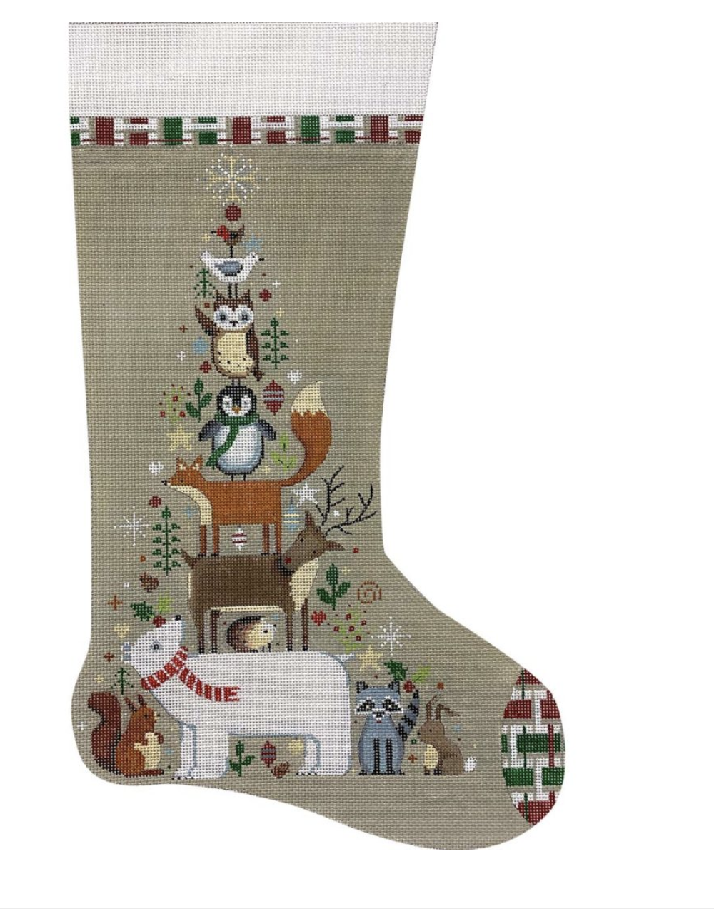 alice peterson stacked animals christmas stocking