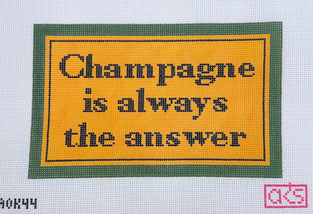 ann kaye Champagne is Always the Answer needlepoint canvas