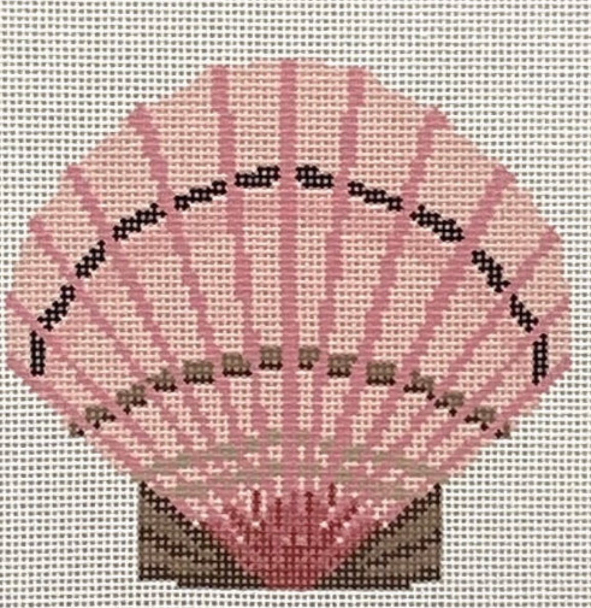ann kaye Pink Scallop Shell needlepoint canvas