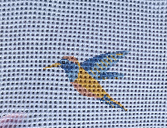 arden gray Colorful Hummingbird needlepoint canvas