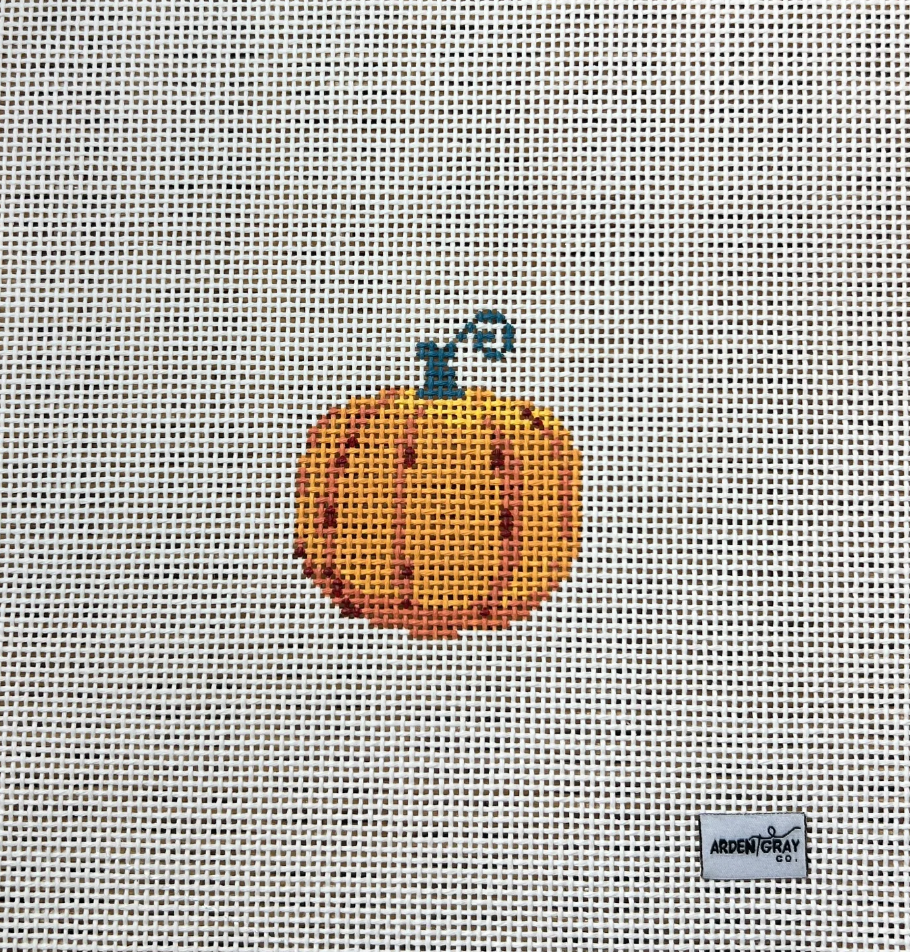 arden gray Mini Pumpkin bag charm needlepoint canvas