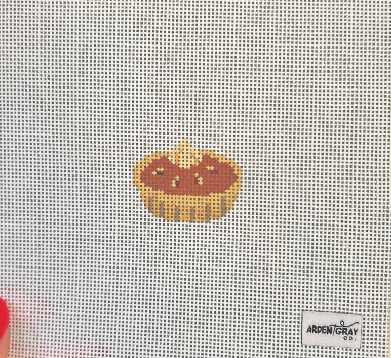 arden gray Pumpkin Pie Mini bag charm needlepoint canvas