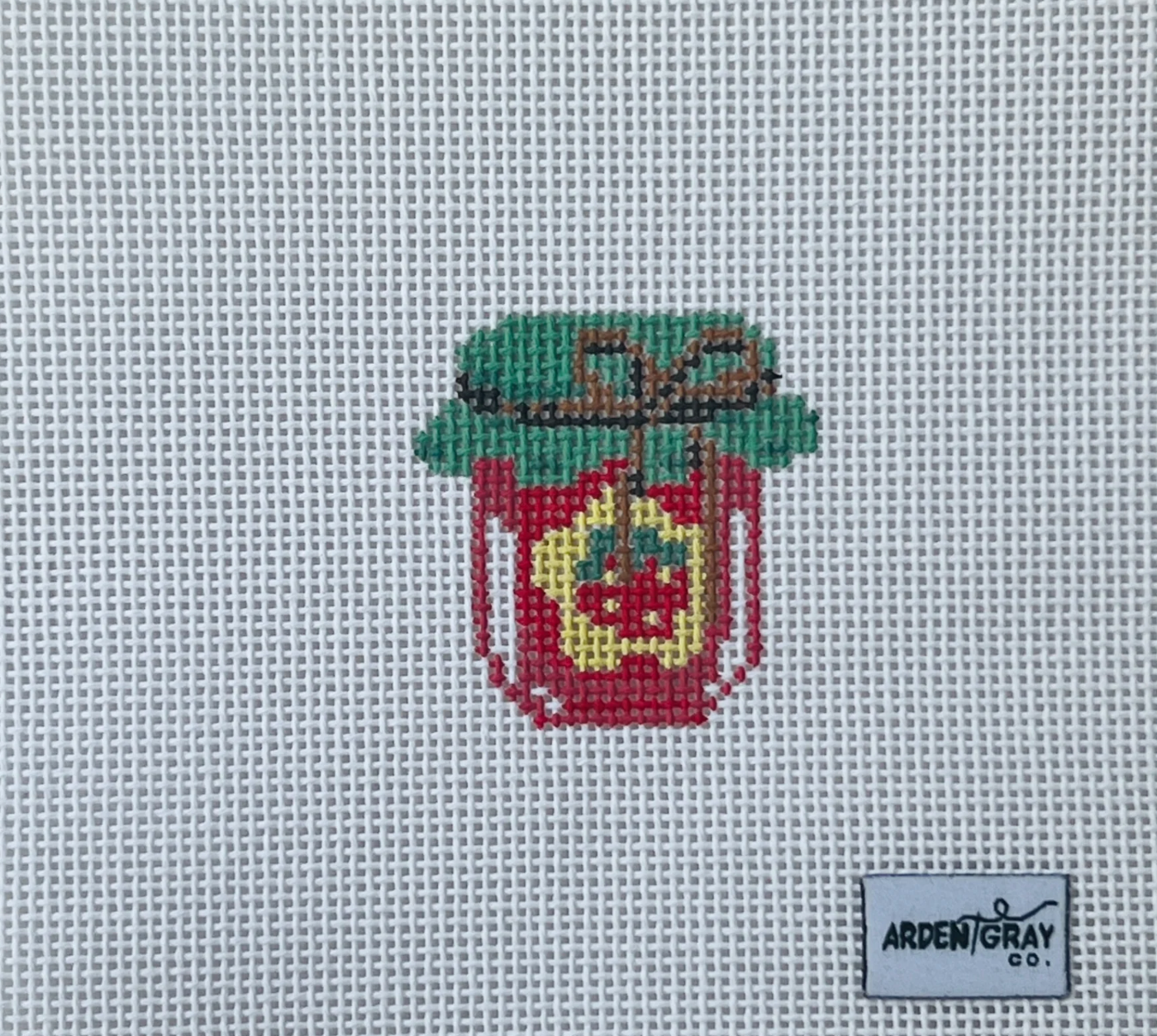 arden gray Strawberry Jam Mini bag charm needlepoint canvas