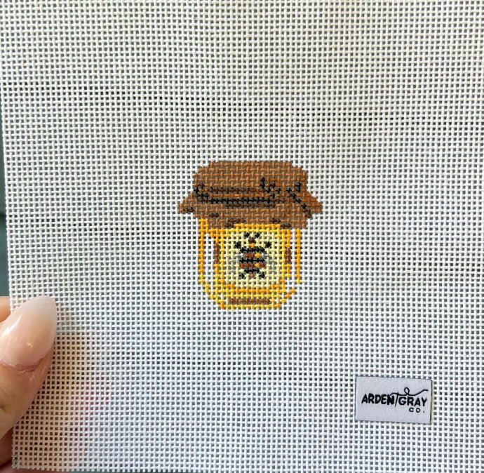 arden gray honey jar mini bag charm needlepoint canvas