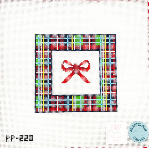atlantic blue Bow Coaster Red Holiday needlepoint canvas
