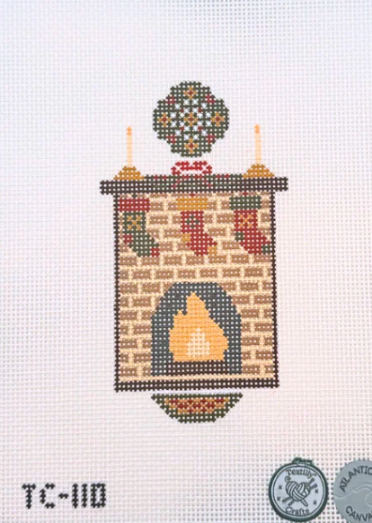 atlantic blue Cozy Christmas Fireplace needlepoint canvas
