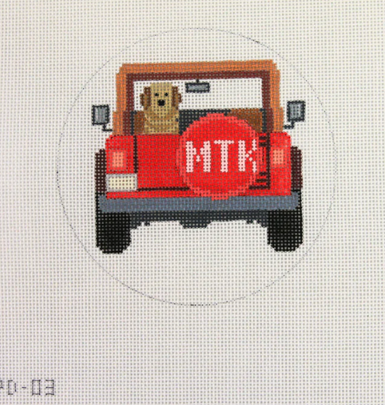 atlantic blue Jeep Dog MTK needlepoint canvas