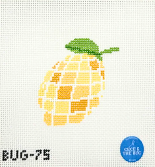 atlantic blue Lemon Disco needlepoint canvas