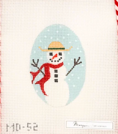 atlantic blue Mrs. Snowman Mini needlepoint canvas