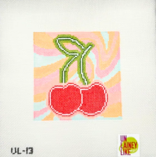 atlantic blue Neon Cherry needlepoint canvas