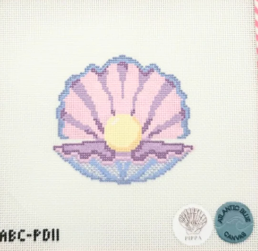 atlantic blue Pearl Shell needlepoint canvas
