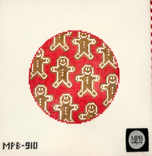 atlantic blue Red Gingerbread Friends needlepoint canvas