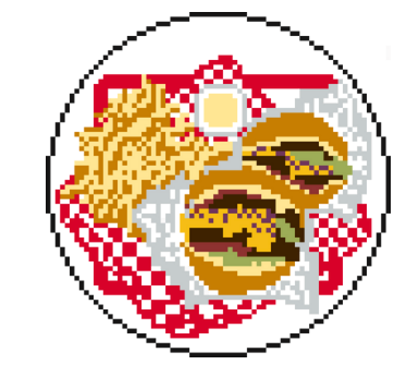 atlantic blue cheeseburger and fries round needlepoint canvas