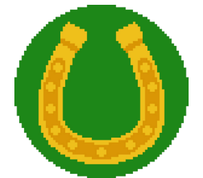 atlantic blue horseshoe round on green background needlepoint canvas