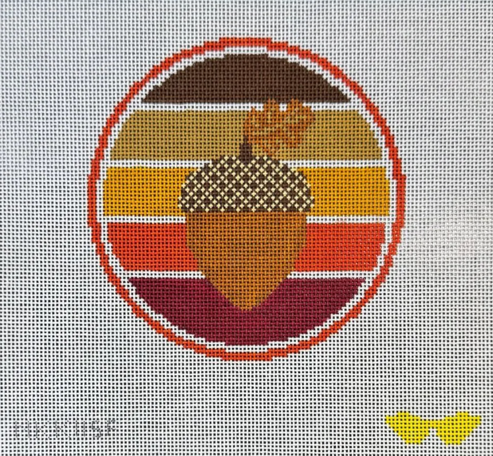 audra Autumn Vibes acorn Round needlepoint canvas