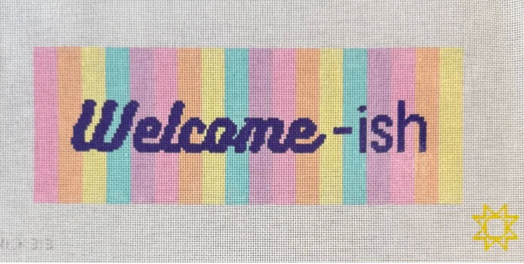 audra Welcomeish needlepoint canvas