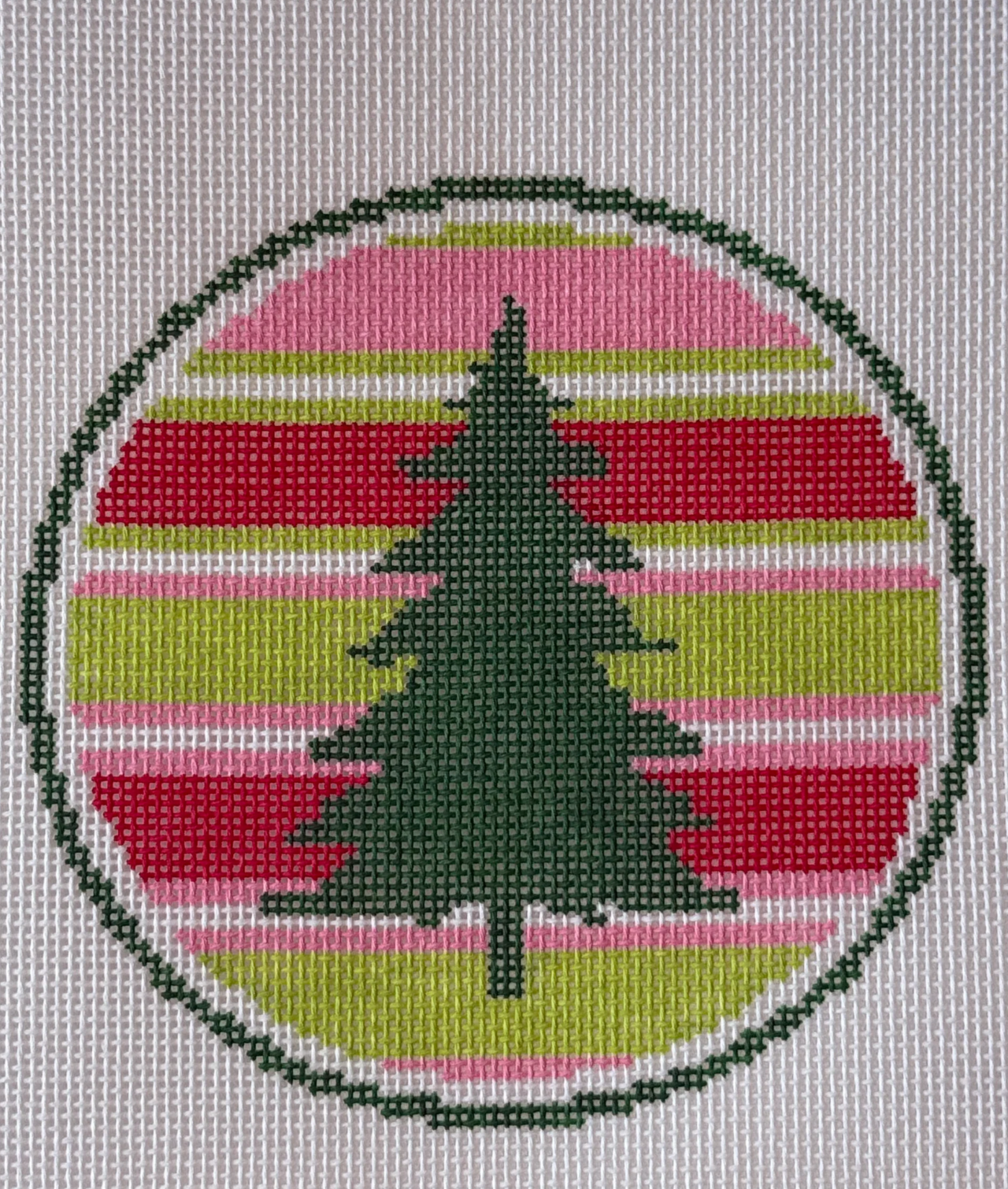 audra stripes tree round needlepoint canvas