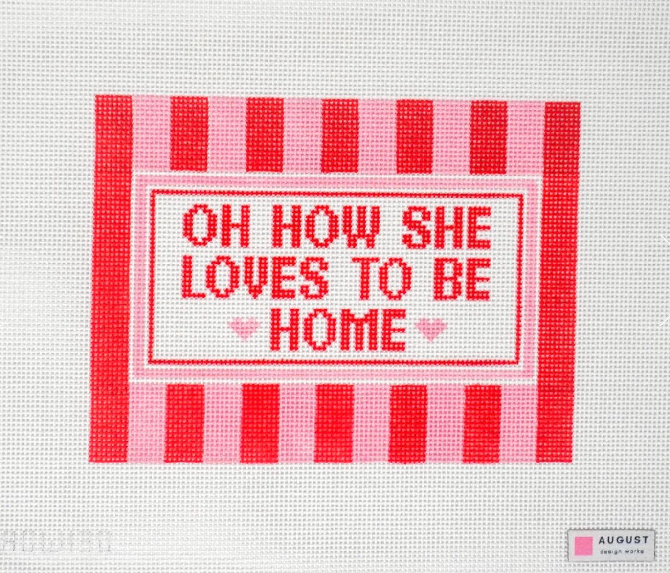 august design works oh how she loves to be home needlepoint canvas