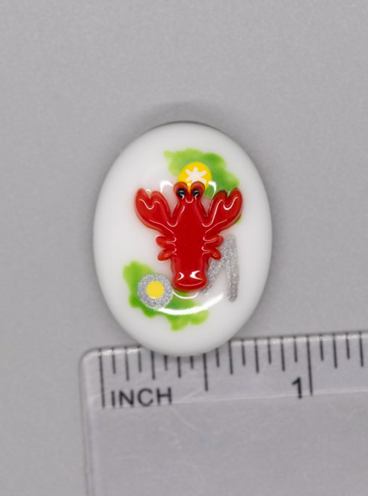 beau verre art Lobster Dinner Fused Glass Magnet Needleminder