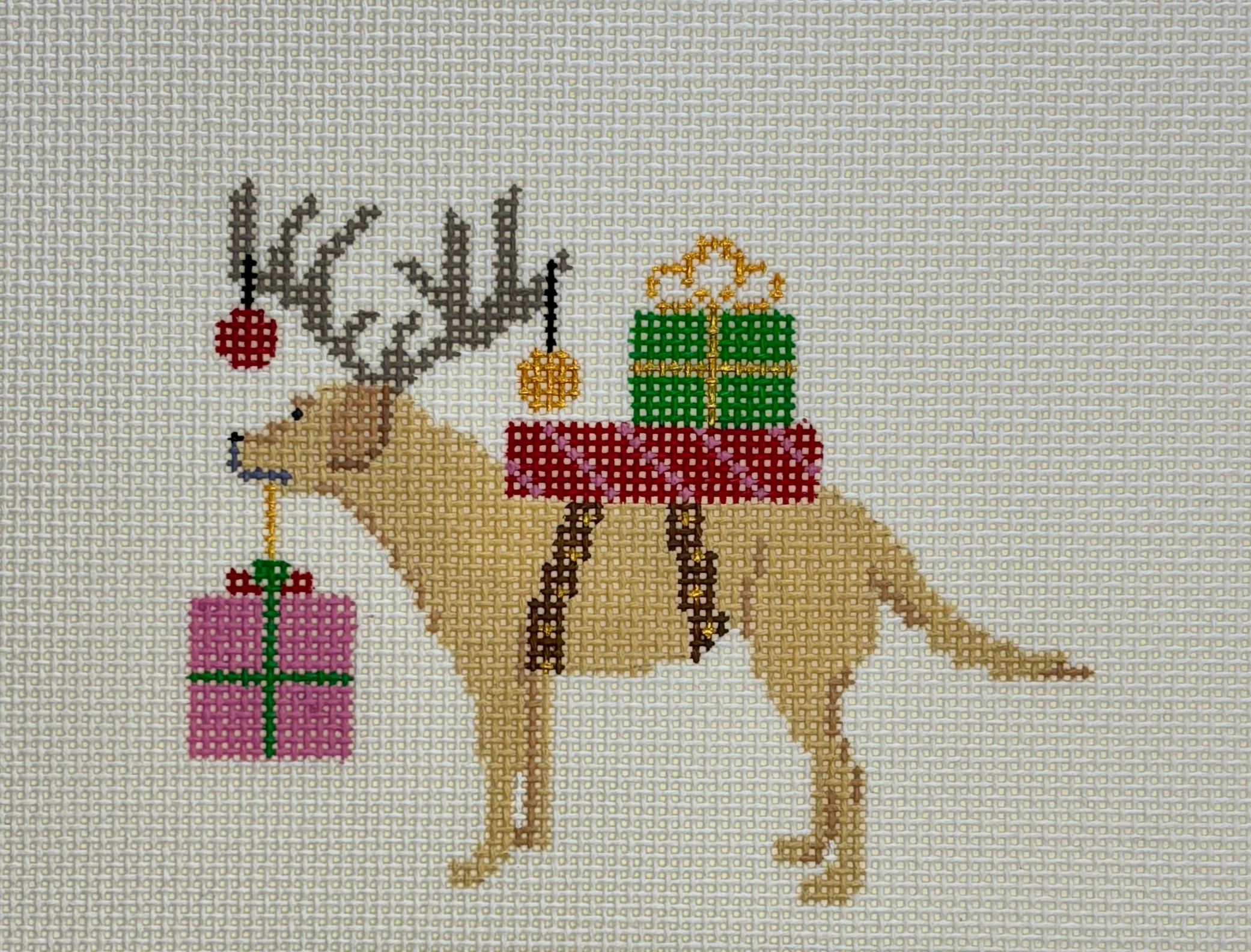 blue ridge stitchery Special Delivery Yellow Lab needlepoint canvas