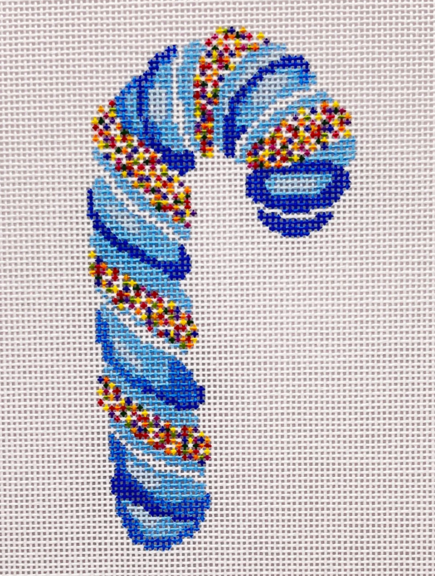 blueberry point Sprinkle Candy Cane Blue needlepoint canvas
