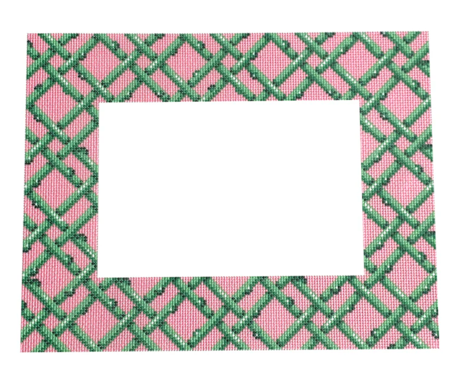 bradley needlepoint company Woven Frame Bamboo/Pink needlepoint canvas