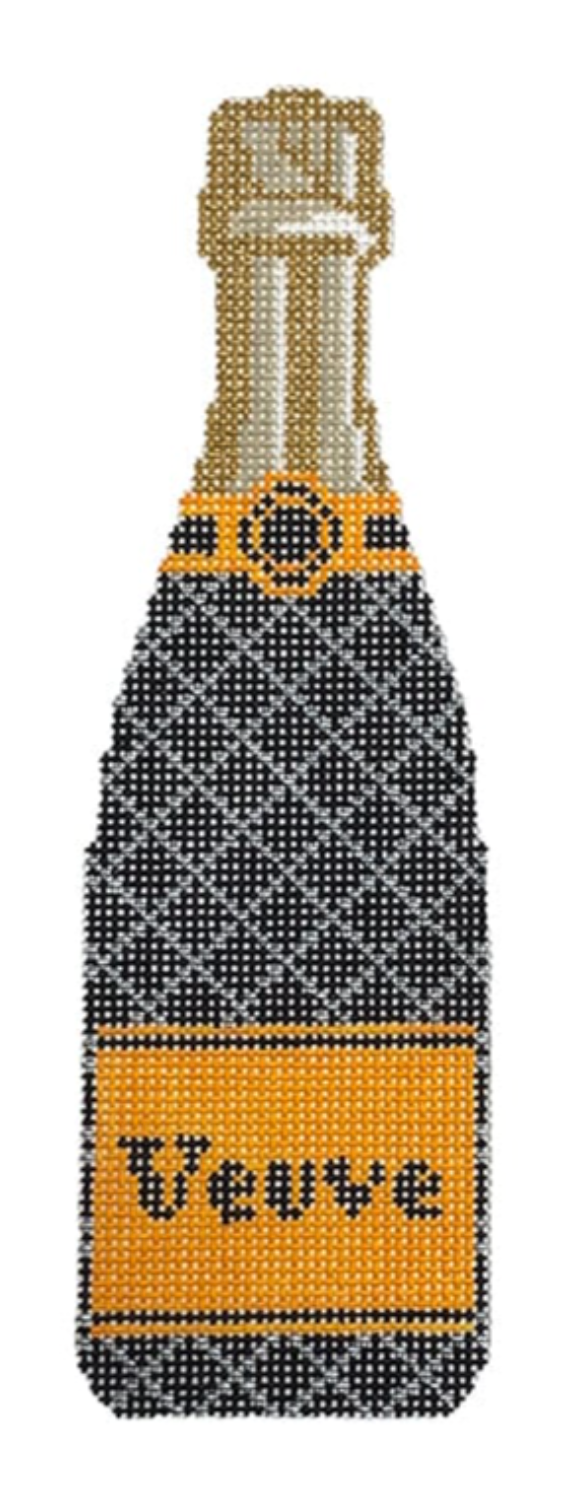 cate la vie Coco Quilt Champagne Veuve Bottle needlepoint canvas