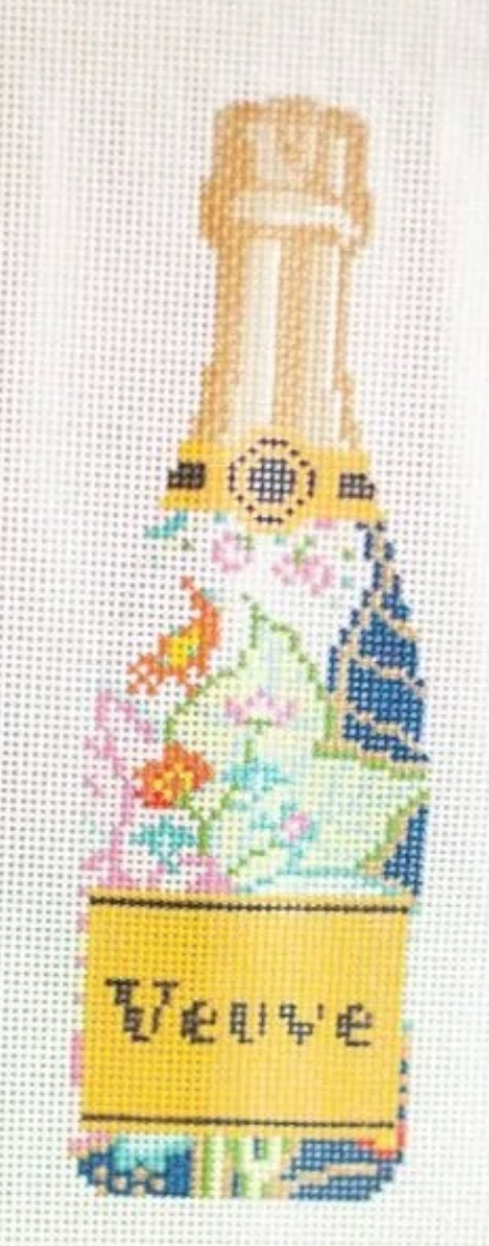 cate la vie Tobacco Leaf Veuve Champagne Bottle needlepoint canvas