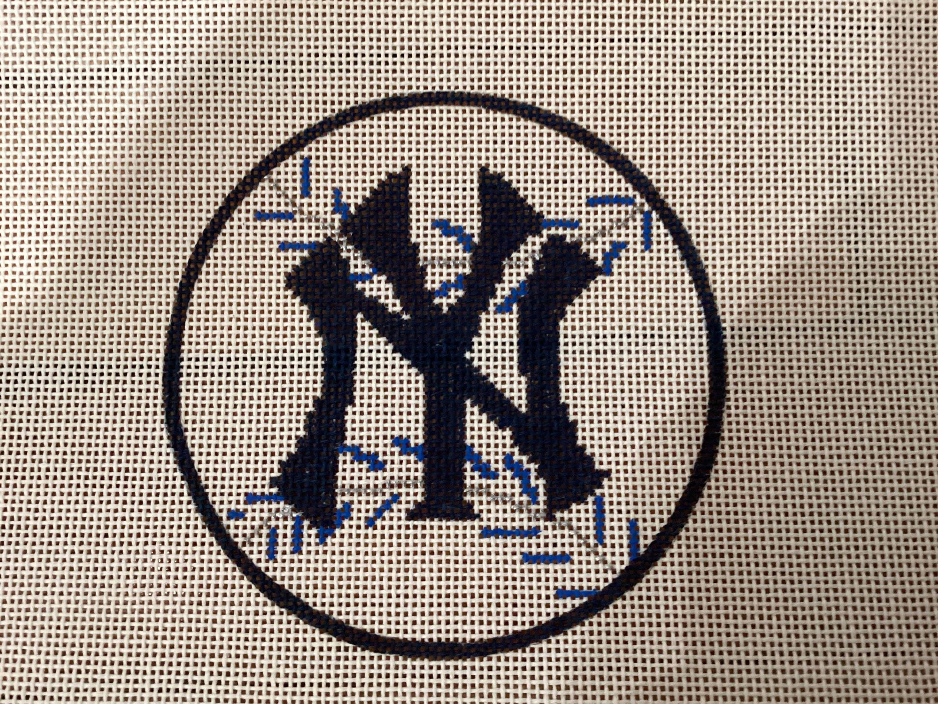 cbk keep your pants on new york yankees round ornament needlepoint canvas