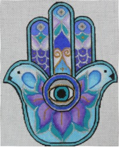 chris lewis Turquoise Hamsa needlepoint canvas