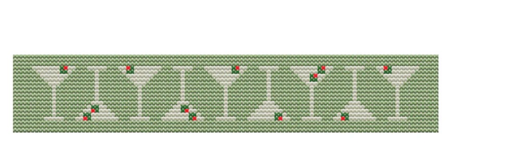 clayton evans Martini Key Fob in Green
 needlepoint canvas