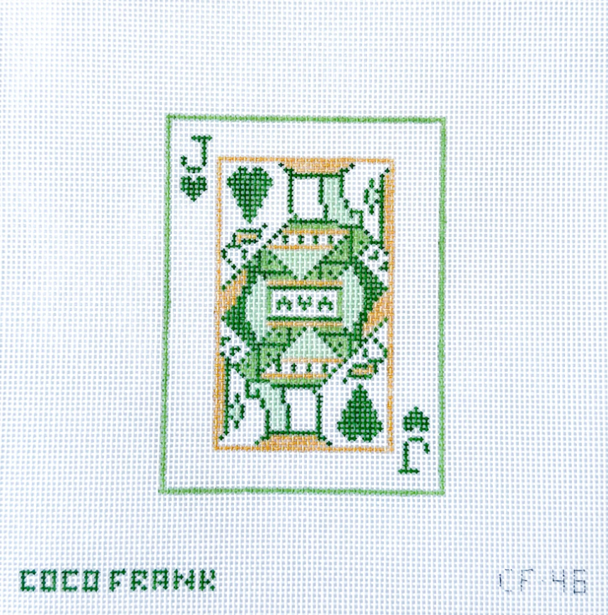 coco frank Jack of Hearts playing card needlepoint canvas