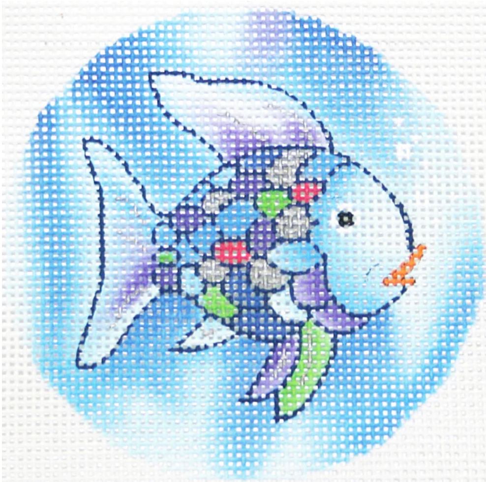colonial needle lee Rainbow Fish Round needlepoint canvas
