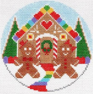 doolittle stitchery Gingerbread Round needlepoint canvas