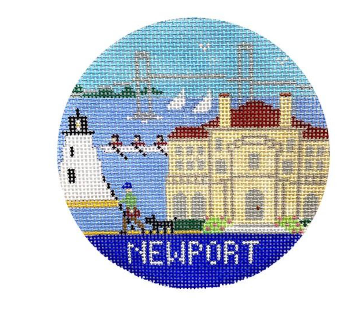 doolittle stitchery Newport Rhode Island Travel Round needlepoint canvas
