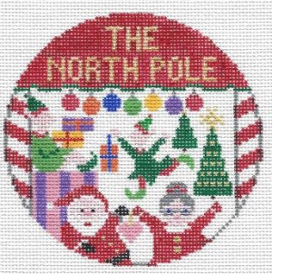 doolittle stitchery The North Pole Round needlepoint canvas