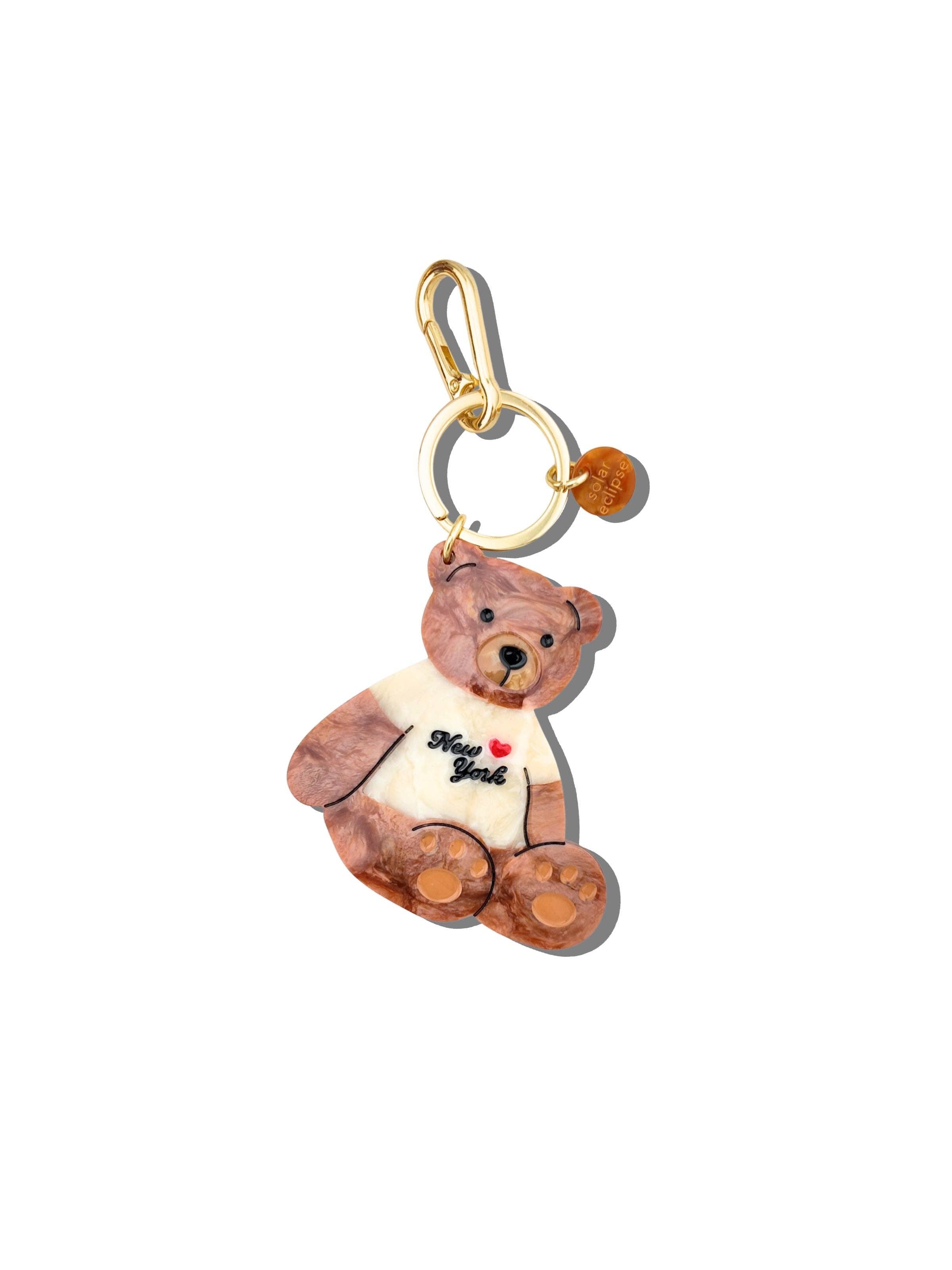 New York Teddy Bear Bag Charm + Keychain With Needle Threader