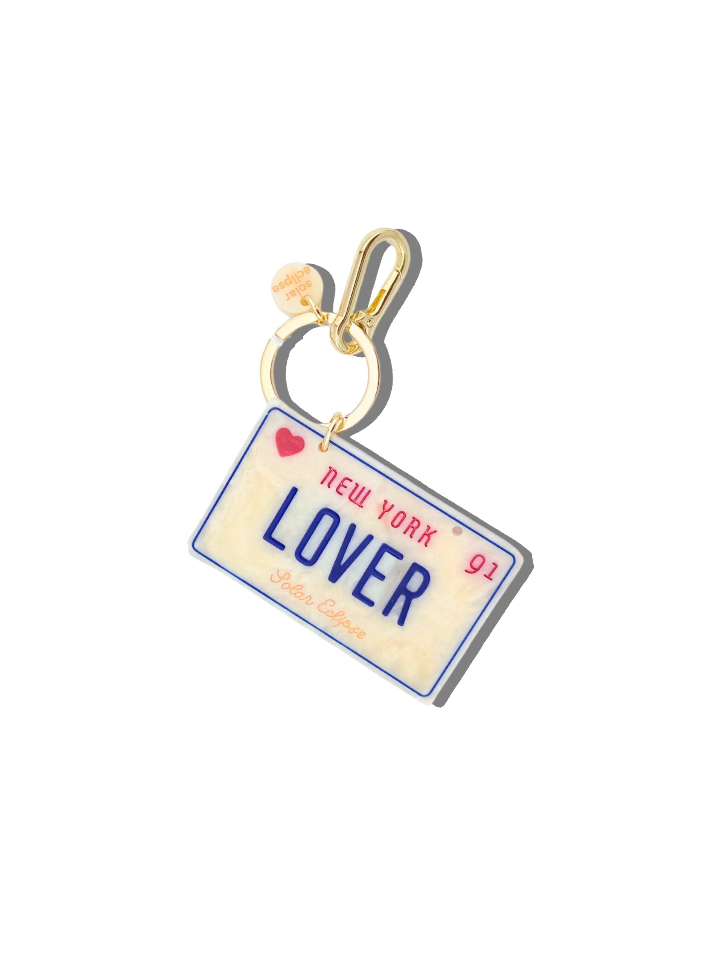 Hand-Painted Lover License Plate Bag Charm, Needle Threader, + Keychai