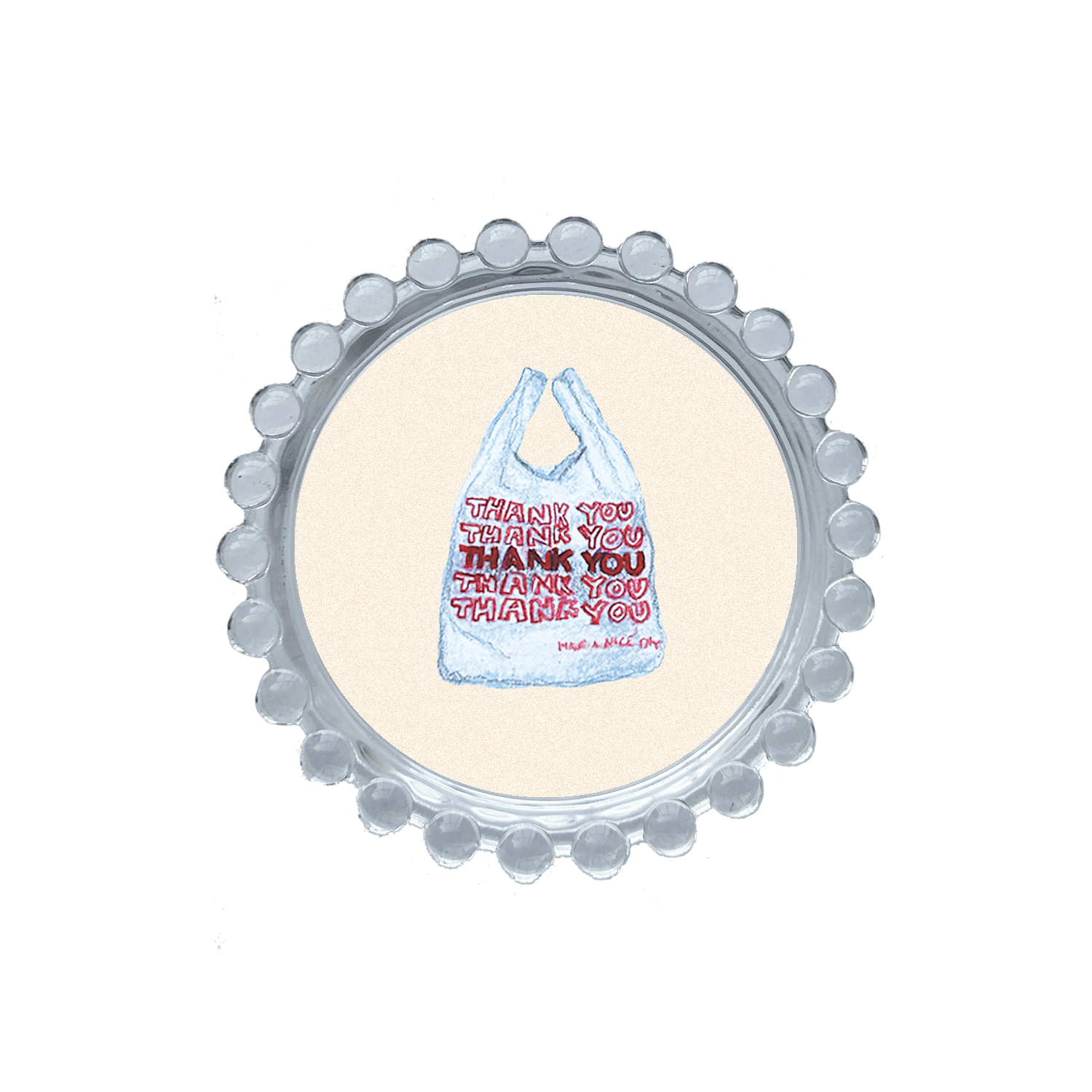 Grocery Bag Trinket Dish: Cream