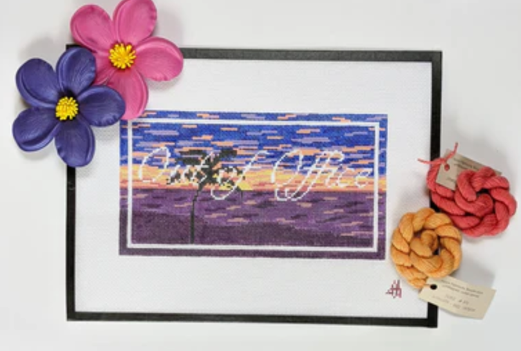 fire and iris Kokomo Out of Office needlepoint canvas