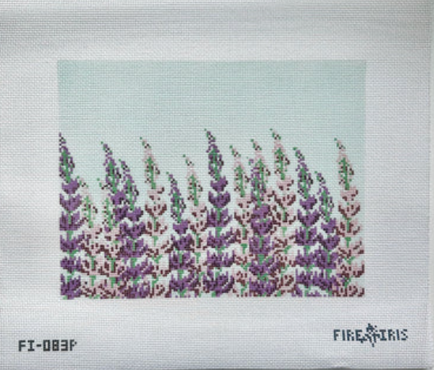 fire and iris Lupine Fields Needlepoint canvas