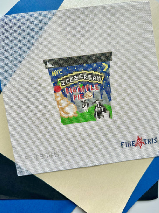 fire and iris Pints Up NYC Big Apple Pie needlepoint canvas