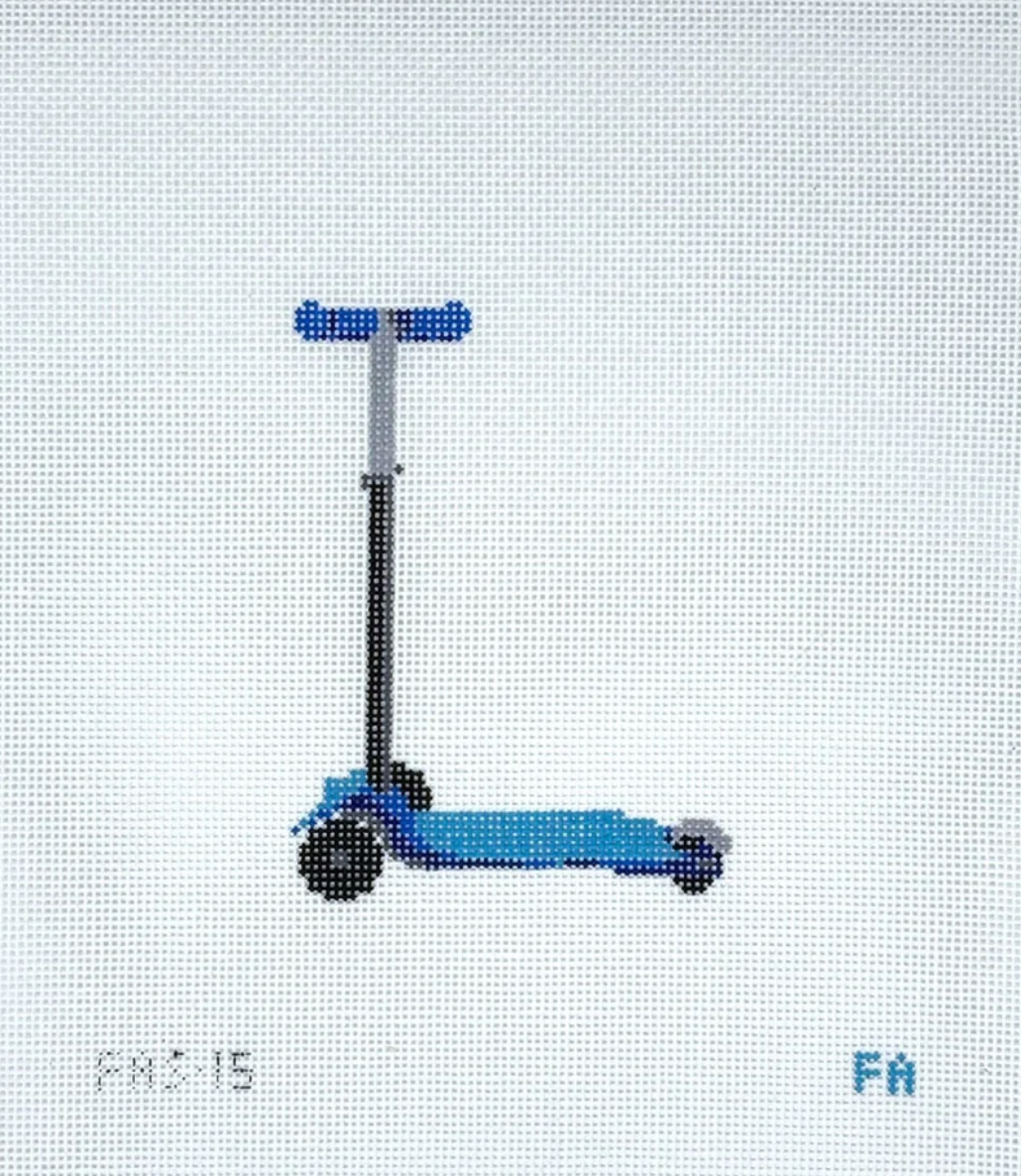 frances abel Blue Scooter needlepoint canvas