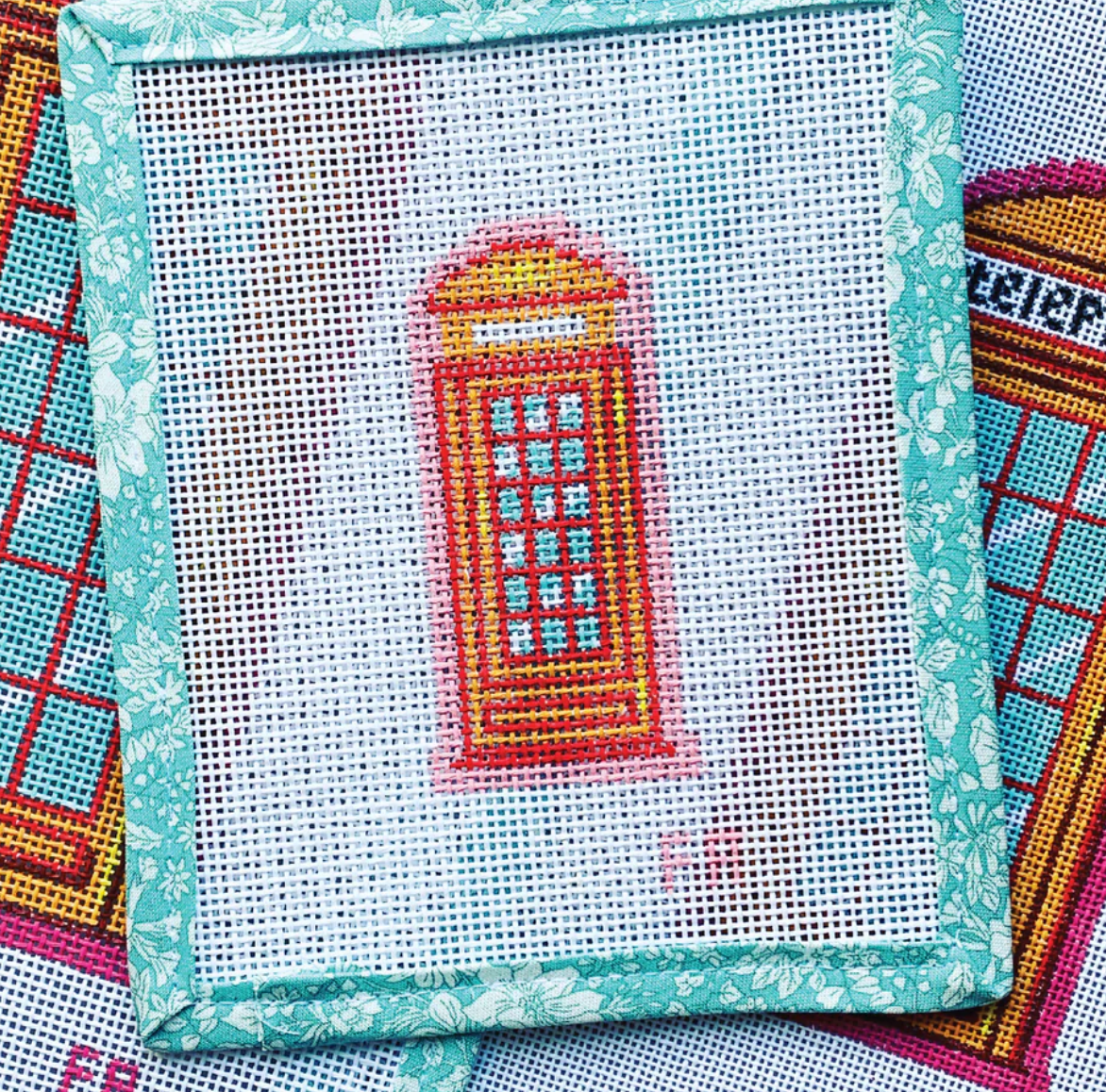 frances abel Mini London Telephone Booth needlepoint canvas