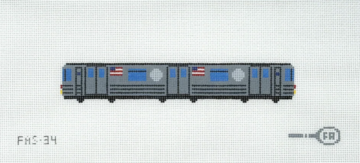 frances abel NYC Subway Train Key Fob needlepoint canvas