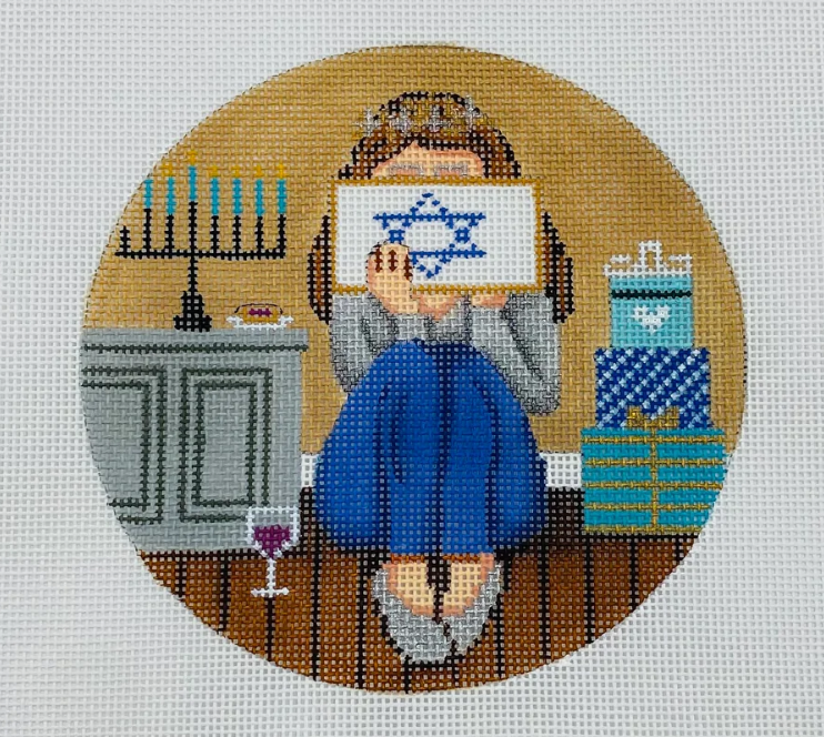 gayla elliot hanukkah stitching girl round