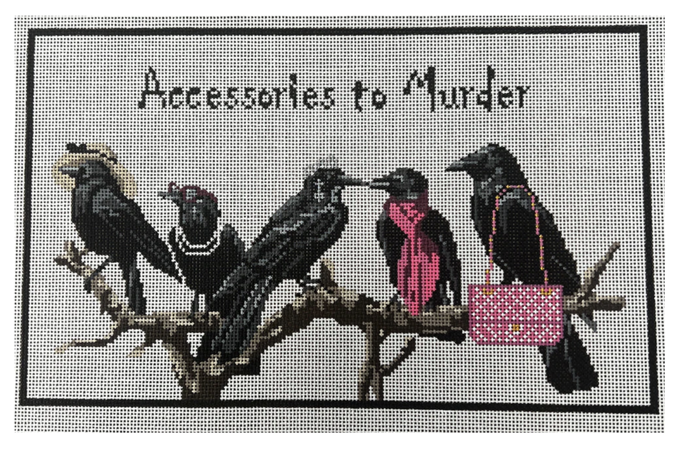 gingham stitchery Accessories to Murder needlepoint canvas