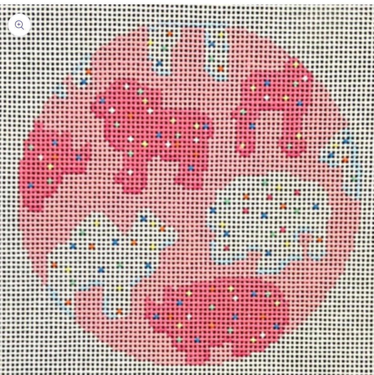 gingham stitchery Animal Cracker Round 18 MESH needlepoint canvas