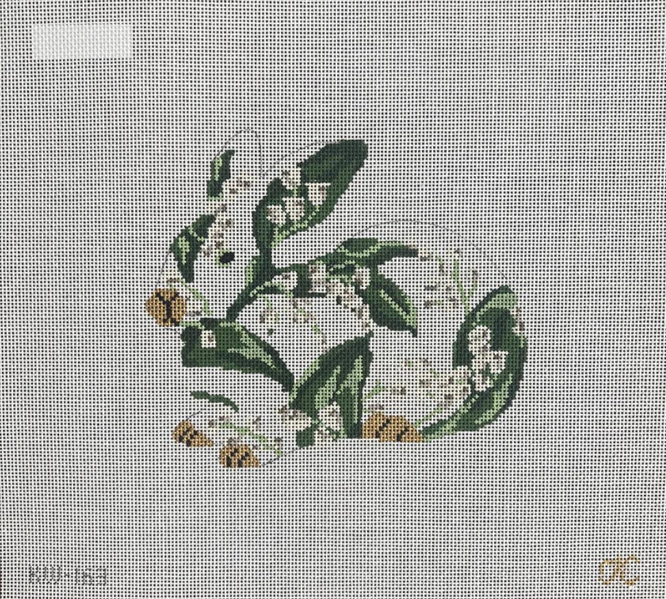 gingham stitchery Lily of the Valley Sitting Bunny needlepoint canvas