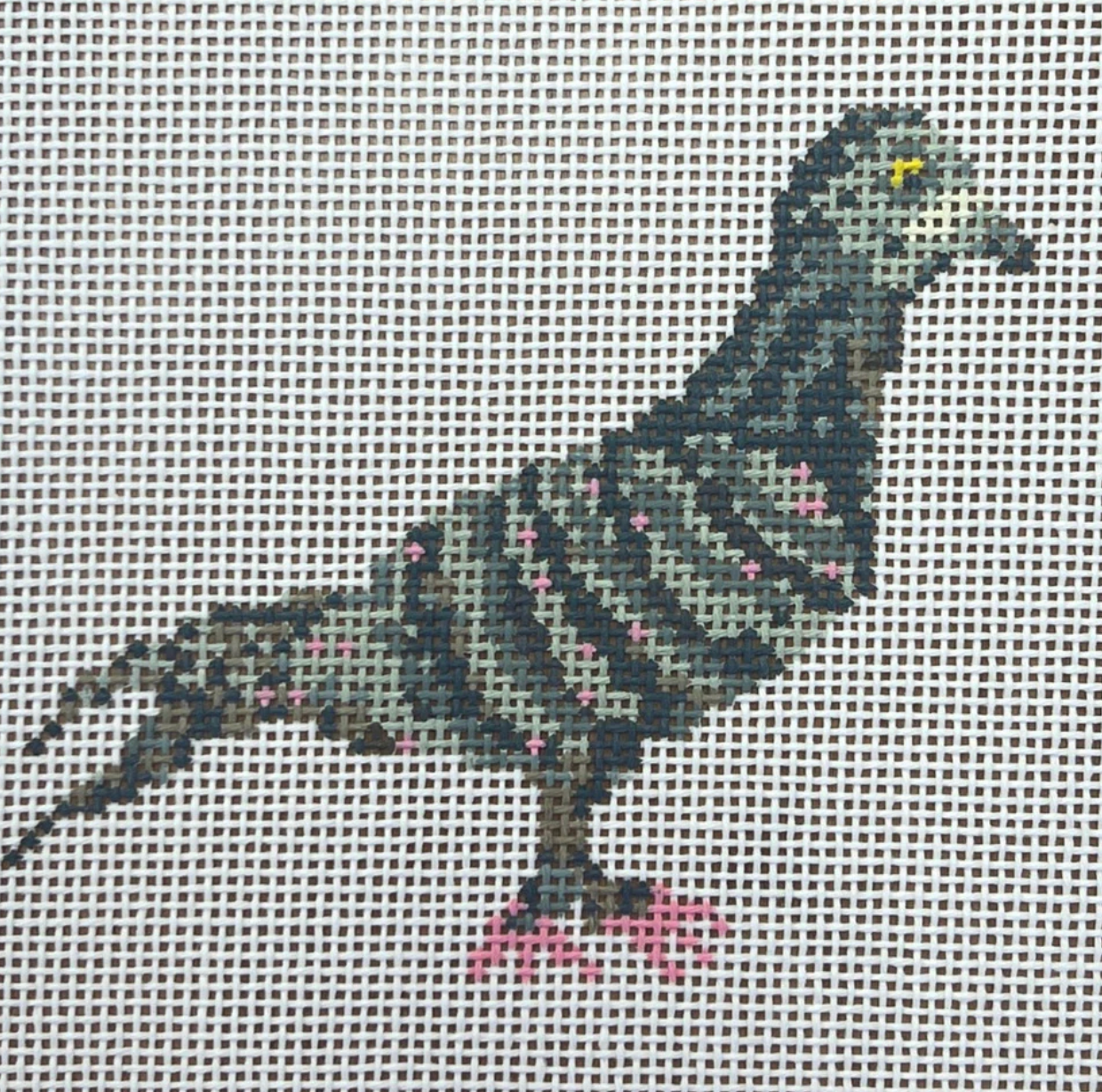 gingham stitchery Pigeon Ornament needlepoint canvas